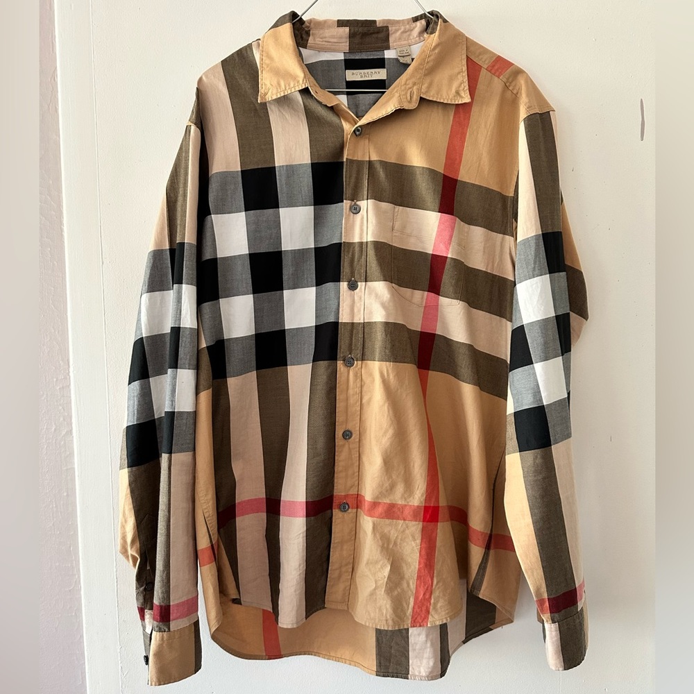 Burberry cotton check long sleeve shirt